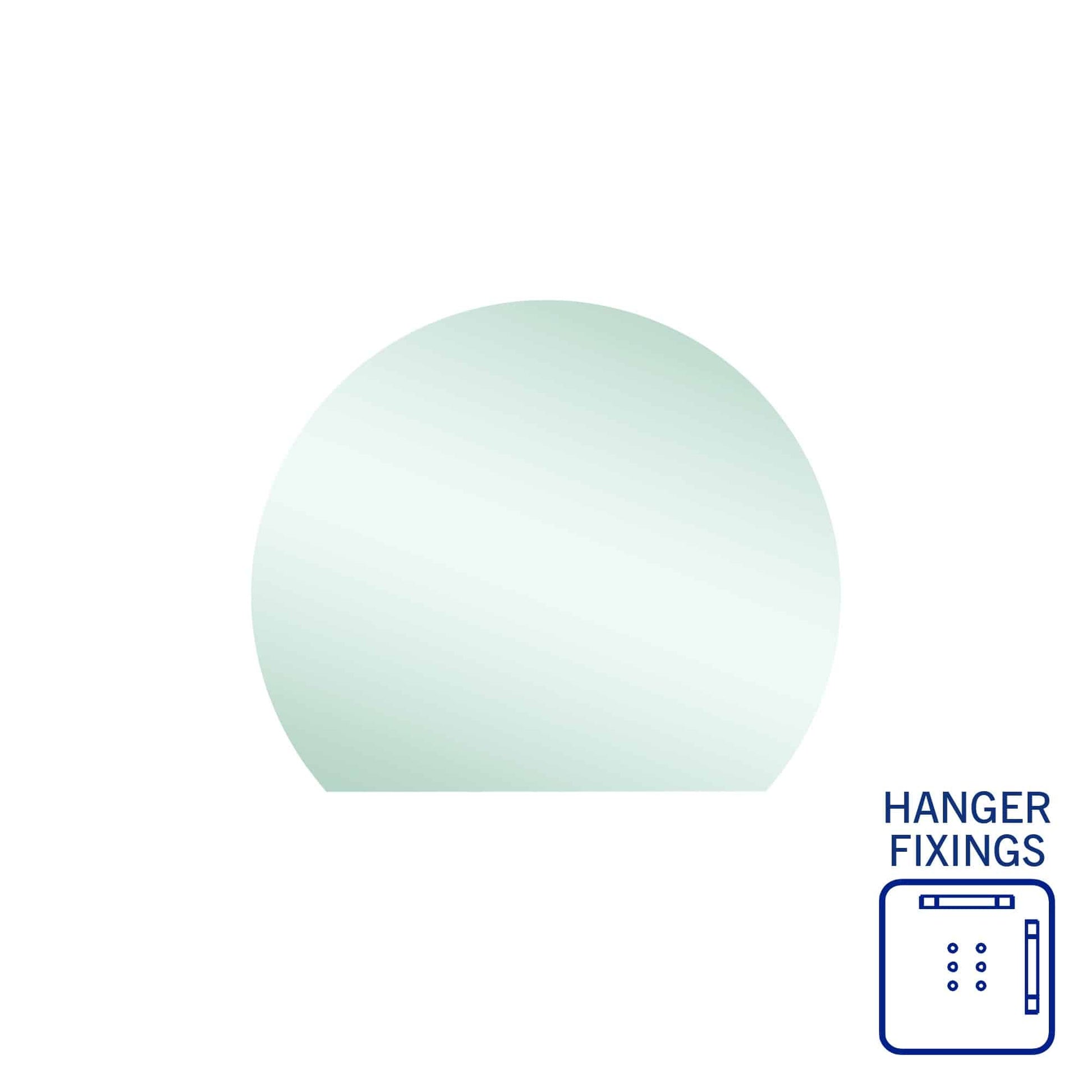 Thermogroup Hamilton D Shaped Polished Edge Mirror - 900x750mm with Hangers