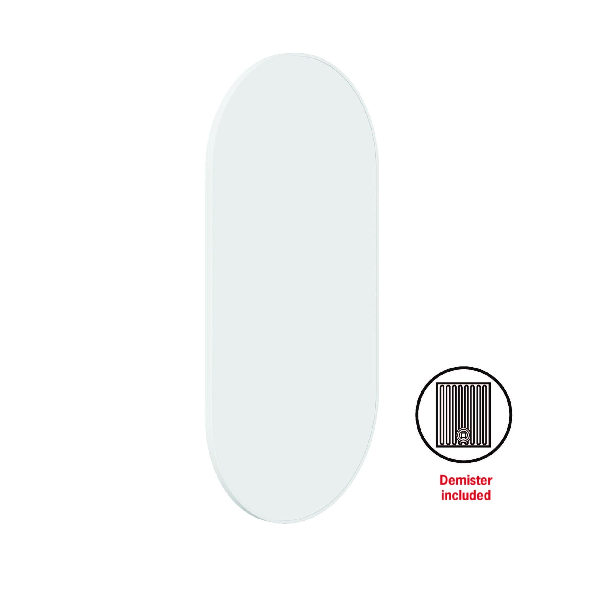 Thermogroup Havana Pill Framed Mirror - 500x1000mm - Includes Mirror Demister, White