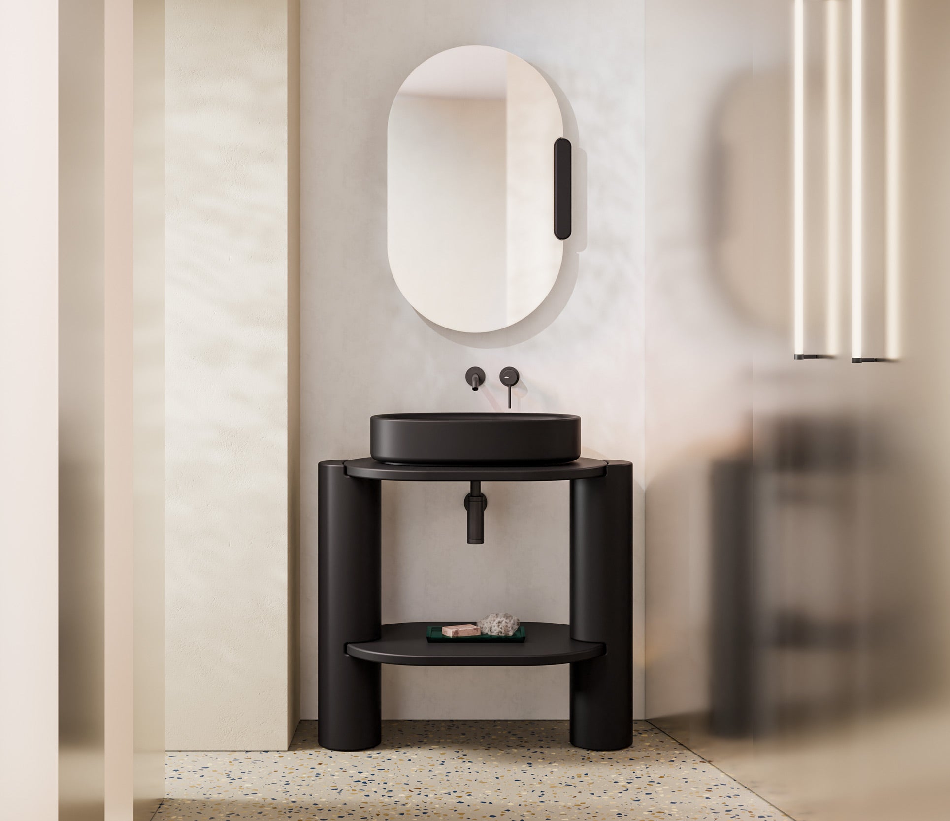 Studio Bagno Idillla Oval Bench Basin, Gloss White