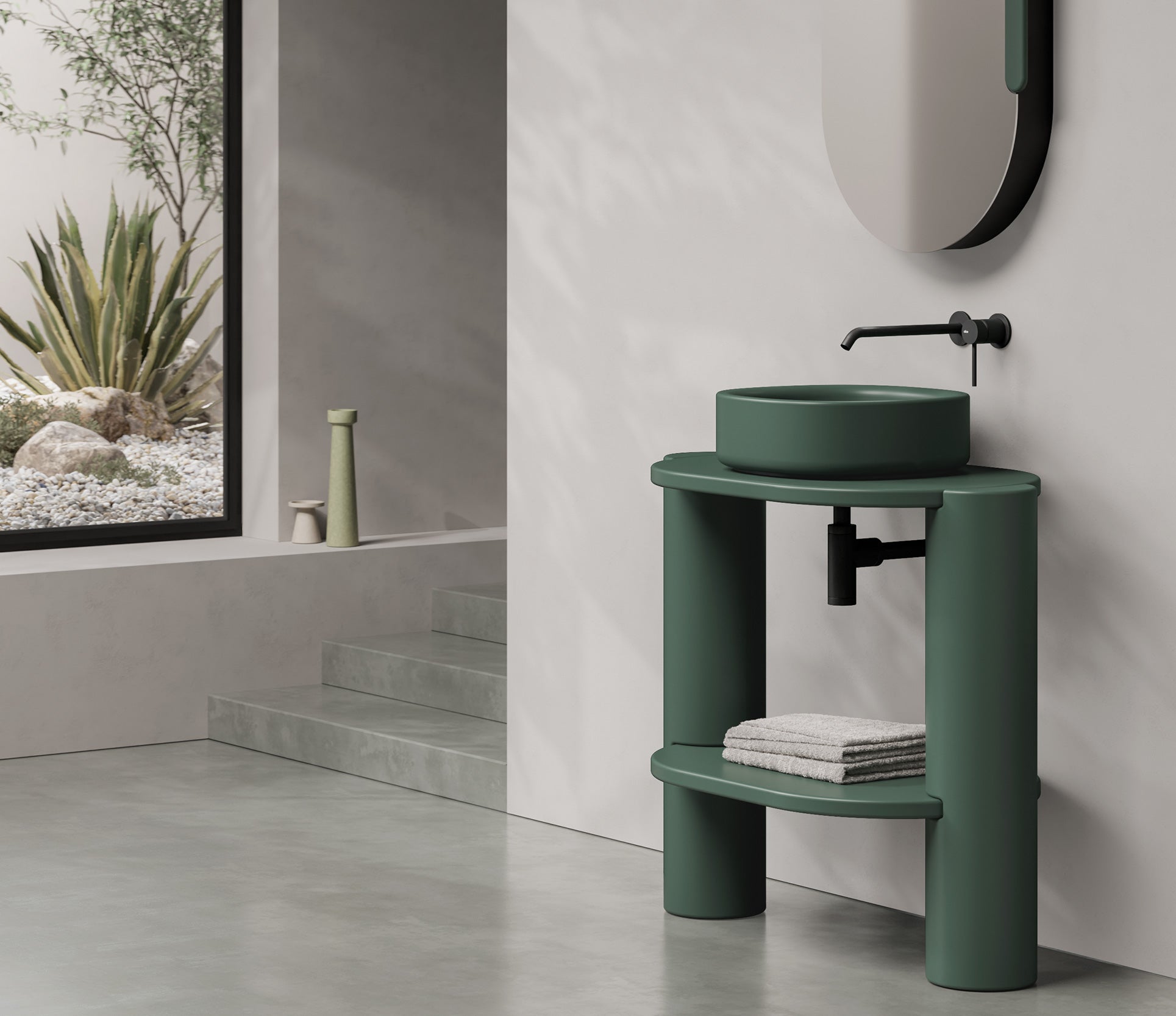 Studio Bagno Idilla Square Bench Basin, Gloss White