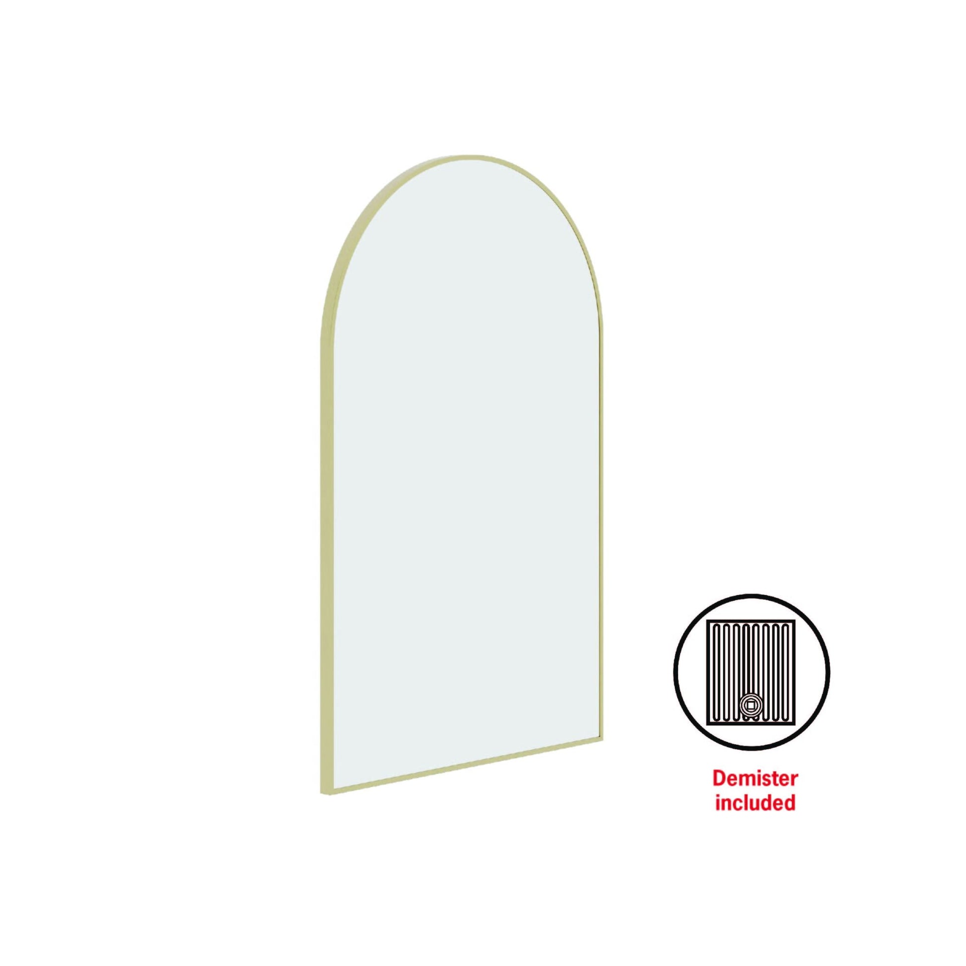 Thermogroup Juno Arch Framed Mirror - 500x800mm - Includes Mirror Demister, Gold