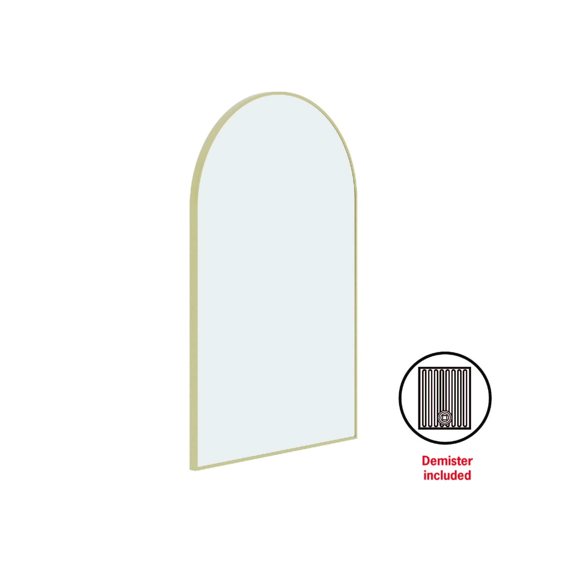 Thermogroup Juno Arch Framed Mirror - 500x800mm - Includes Mirror Demister, Gold