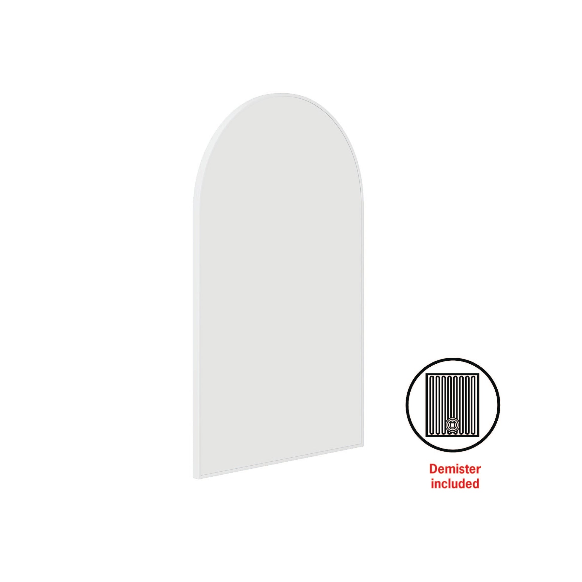 Thermogroup Juno Arch Framed Mirror - 500x800mm - Includes Mirror Demister, White