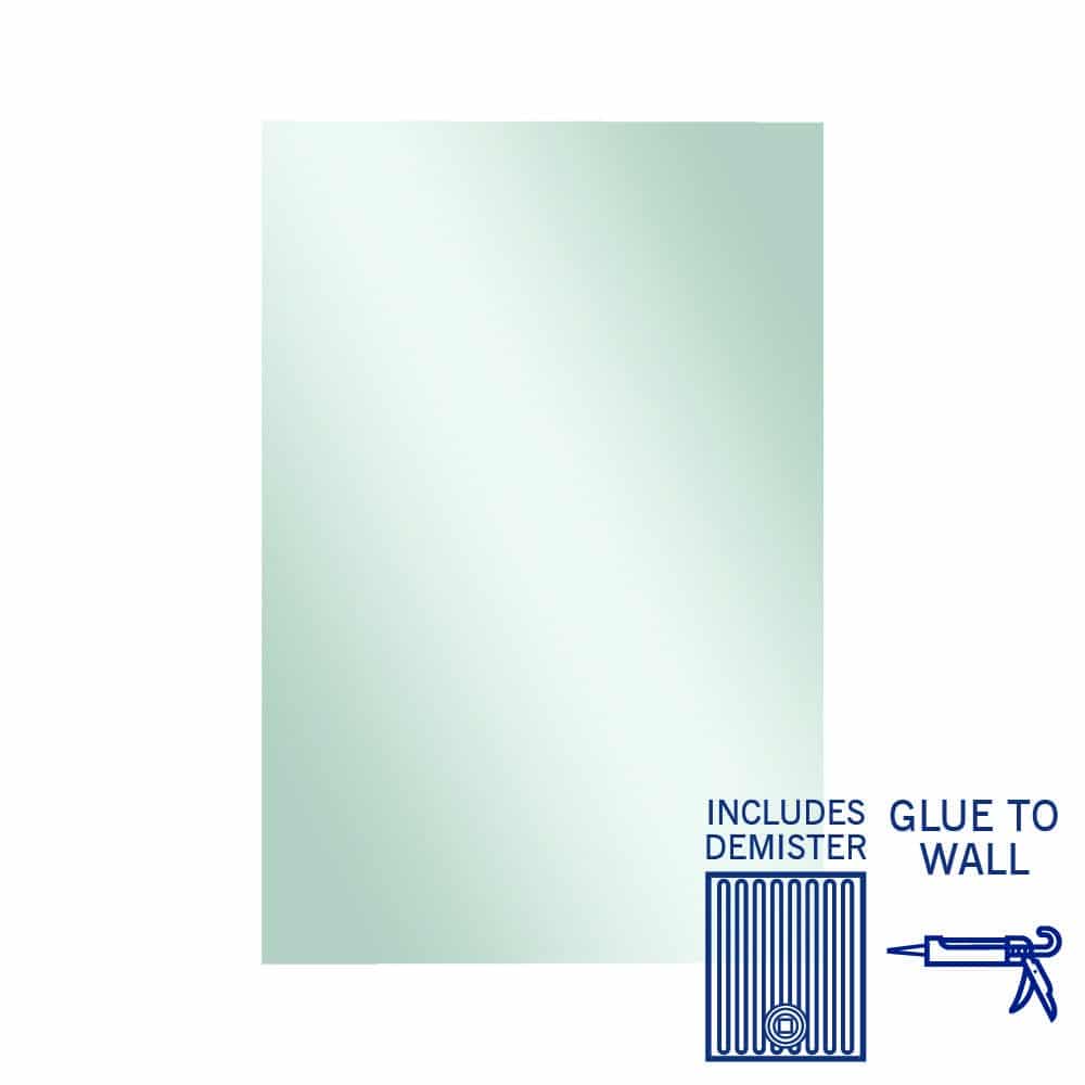 Thermogroup Jackson Rectangle Polished Edge Mirror - 1200x800mm Glue-to-Wall and Demister