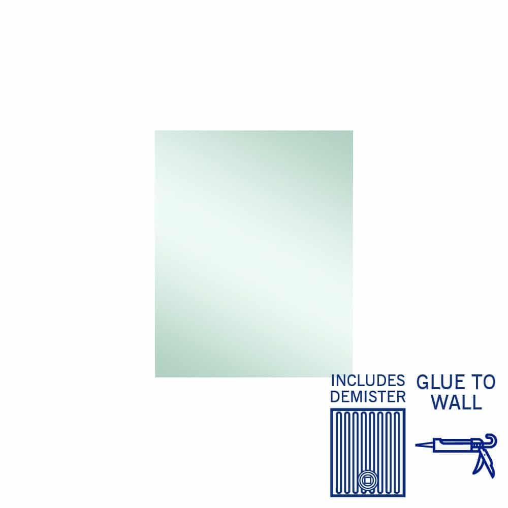 Thermogroup Jackson Rectangle Polished Edge Mirror - 600x750mm Glue-to-Wall and Demister