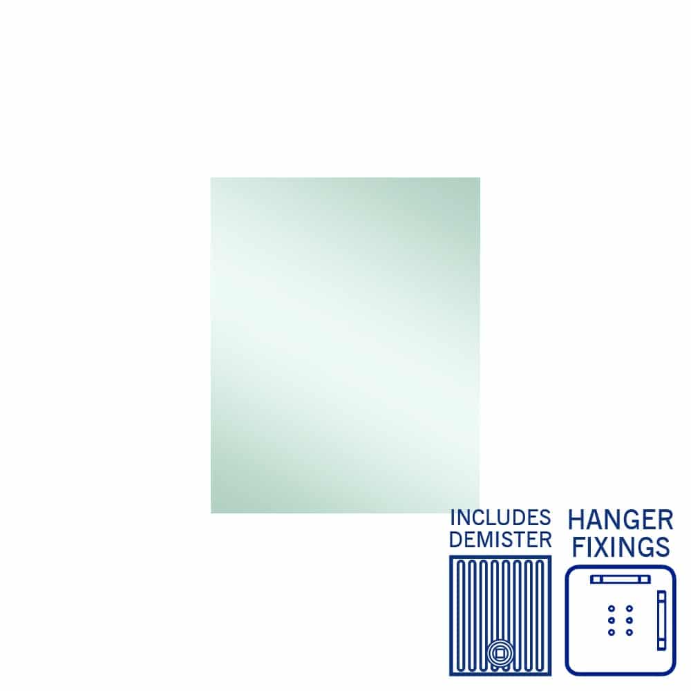 Thermogroup Jackson Rectangle Polished Edge Mirror - 600x750mm with Hangers and Demister