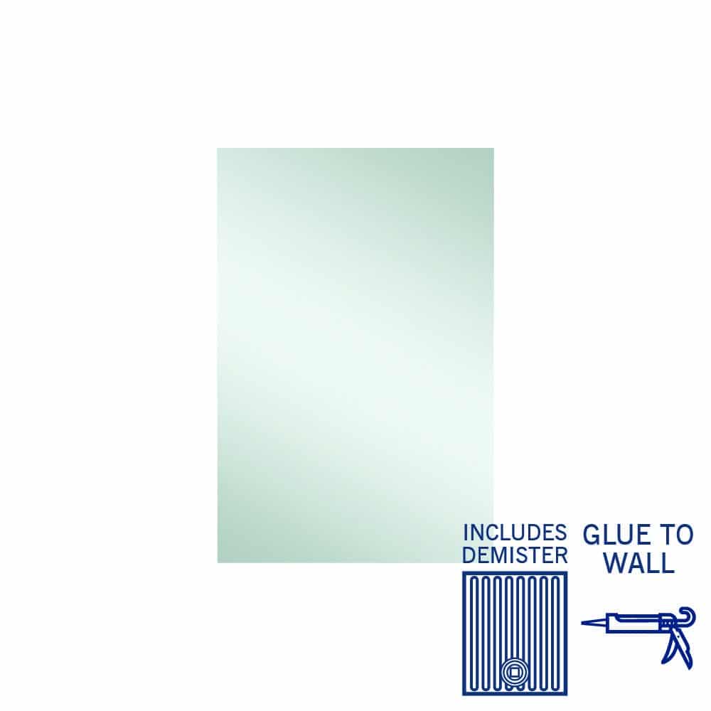 Thermogroup Jackson Rectangle Polished Edge Mirror - 600x900mm Glue-to-Wall and Demister