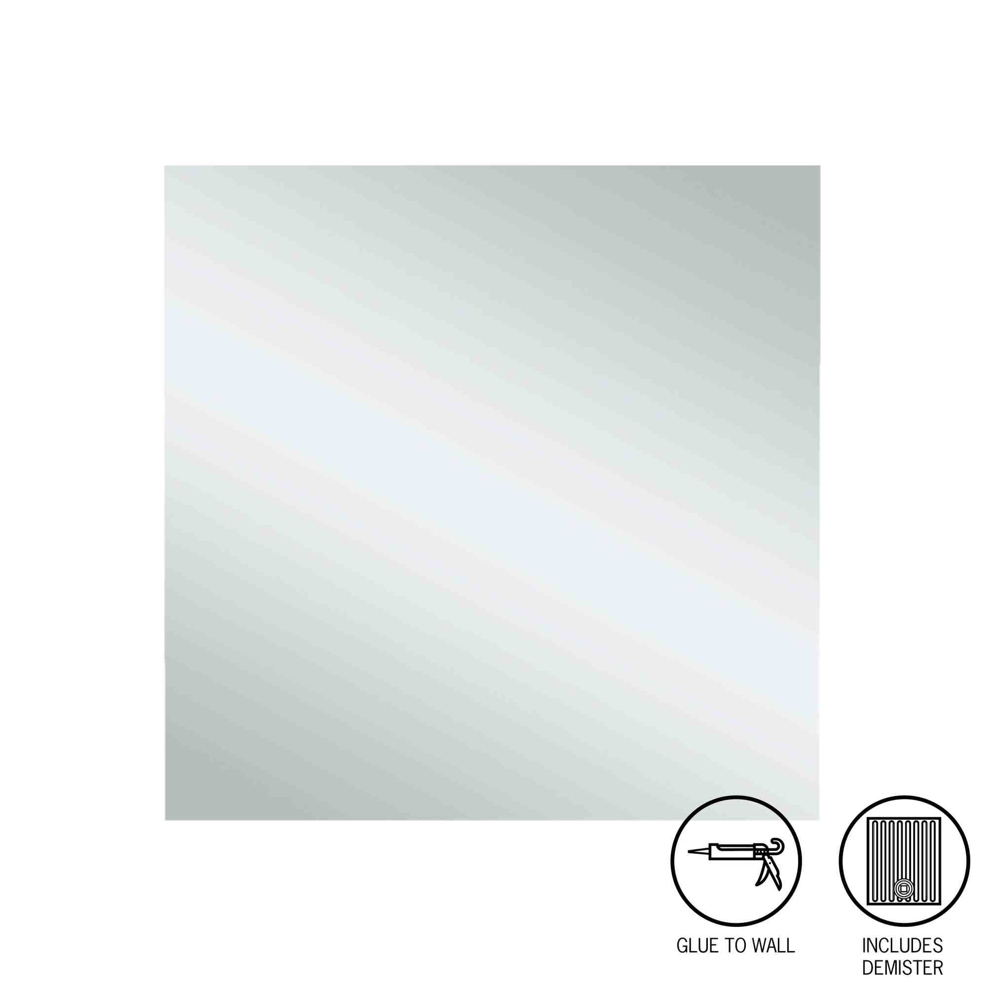 Thermogroup Jackson Square Polished Edge Mirror - 750x750mm Glue-to-Wall and Demister