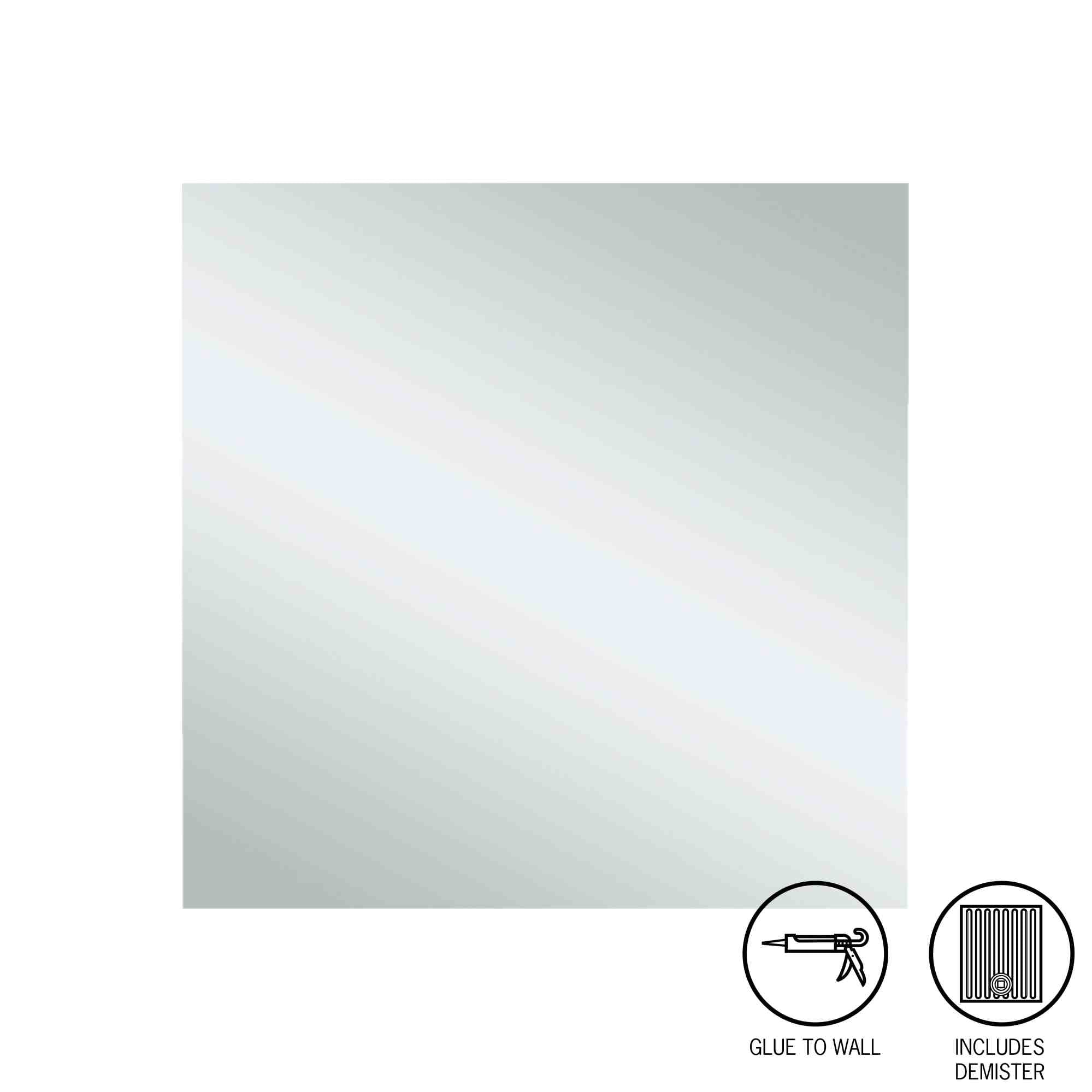 Thermogroup Jackson Square Polished Edge Mirror - 750x750mm Glue-to-Wall and Demister