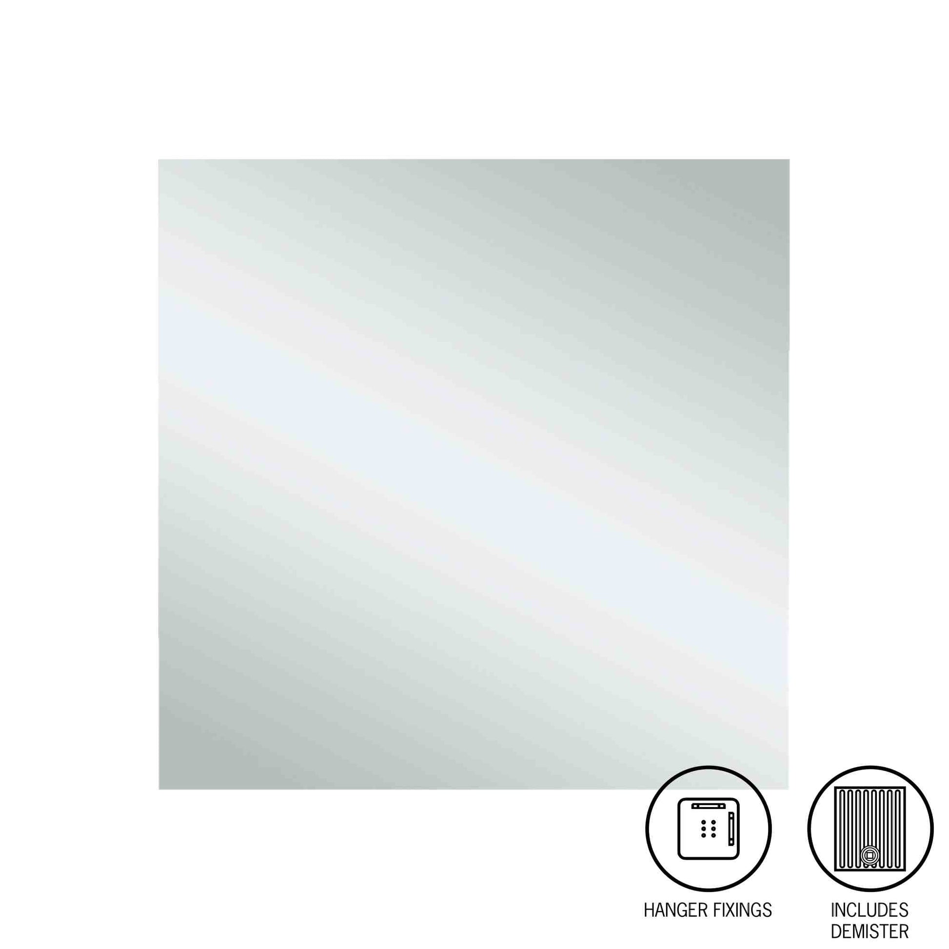Thermogroup Jackson Square Polished Edge Mirror - 750x750mm with Hangers and Demister