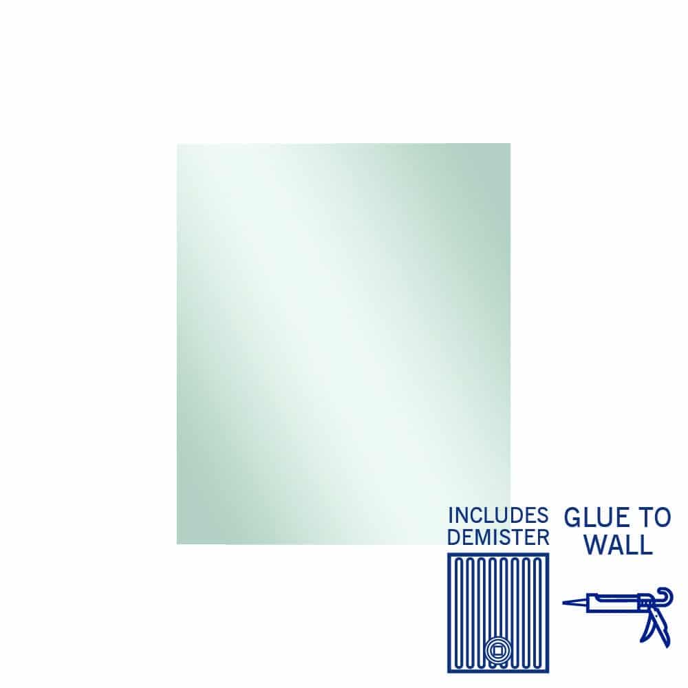 Thermogroup Jackson Rectangle Polished Edge Mirror - 900x750mm Glue-to-Wall and Demister