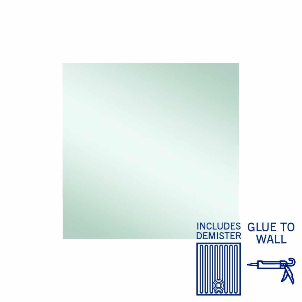 Thermogroup Jackson Rectangle Polished Edge Mirror - 900x900mm Glue-to-Wall and Demister