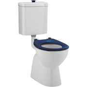 Fienza Stella Care Adjustable Link Toilet Suite, Gloss White with Blue Seat