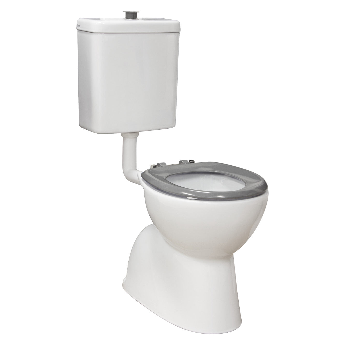 Fienza Stella Care Adjustable Link Toilet Suite, Gloss White with Grey Seat