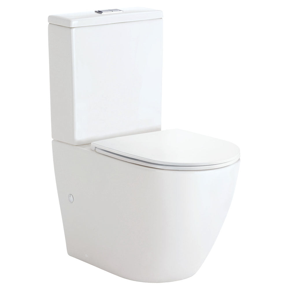 Fienza Koko Tornado Flush Back-to-Wall Toilet Suite, Gloss White with Slim Seat
