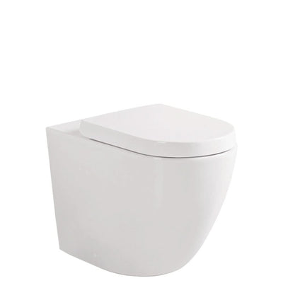 Fienza Koko Tornado Wall-Faced Slim Seat S-Trap VIEGA V-03 Under Counter Cistern No Button, Gloss White