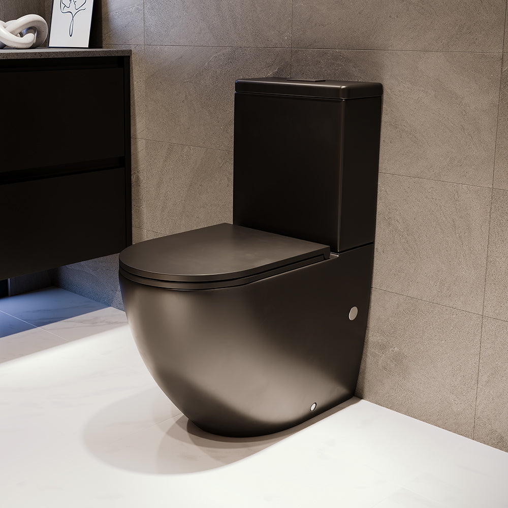 Fienza Koko Tornado Back-to-Wall S-Trap 90-160 Toilet Suite, Matte Black