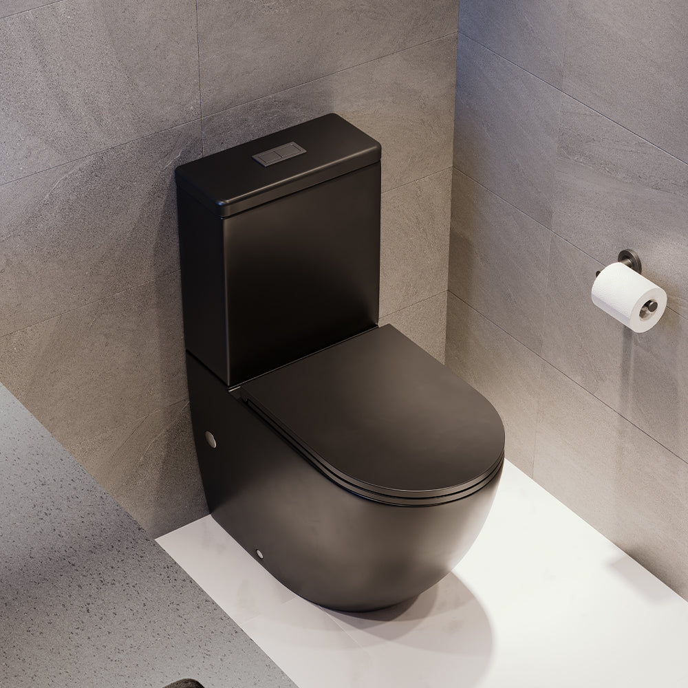 Fienza Koko Tornado Back-to-Wall P-Trap Toilet Suite, Matte Black