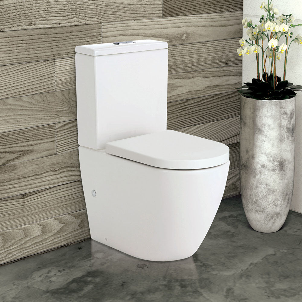 Fienza GEBERIT Koko Tornado Back-to-Wall S-Trap 90-160 Toilet Suite Slim Seat, Gloss White