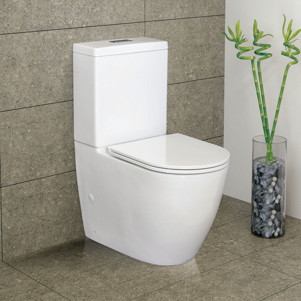 Fienza Empire Back-to-Wall Toilet Suite, Gloss White with Slim Seat