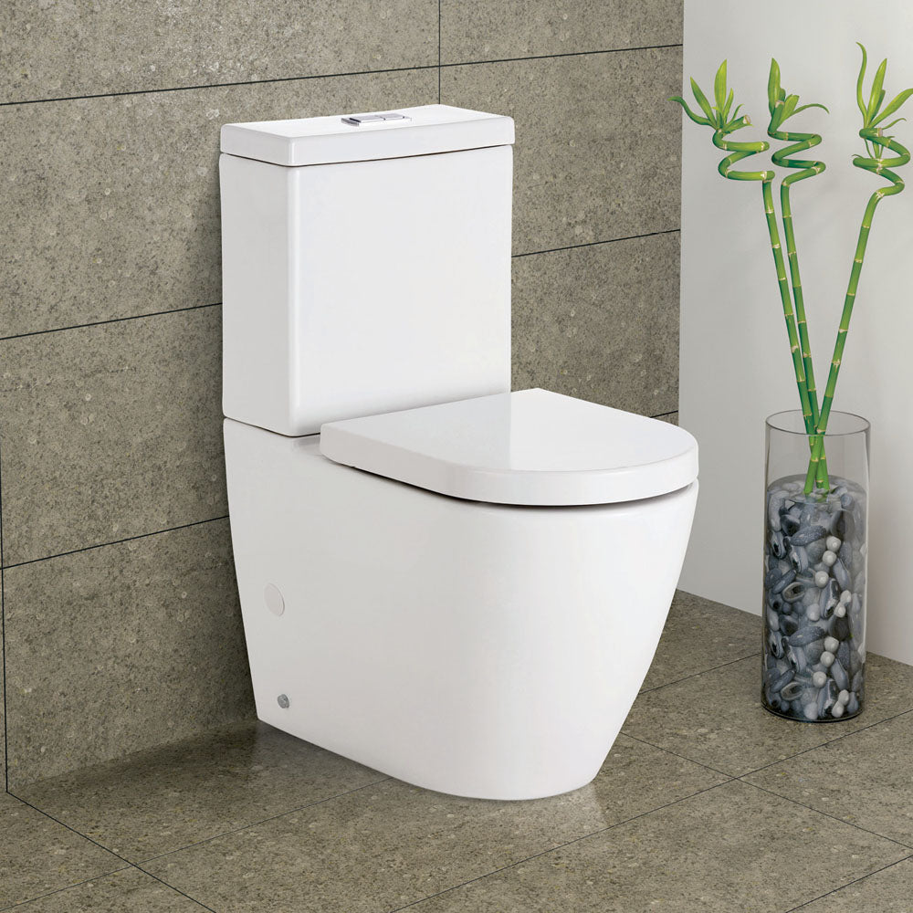 Fienza Empire P-Trap Back-to-Wall Toilet Suite Slim Seat, Gloss White