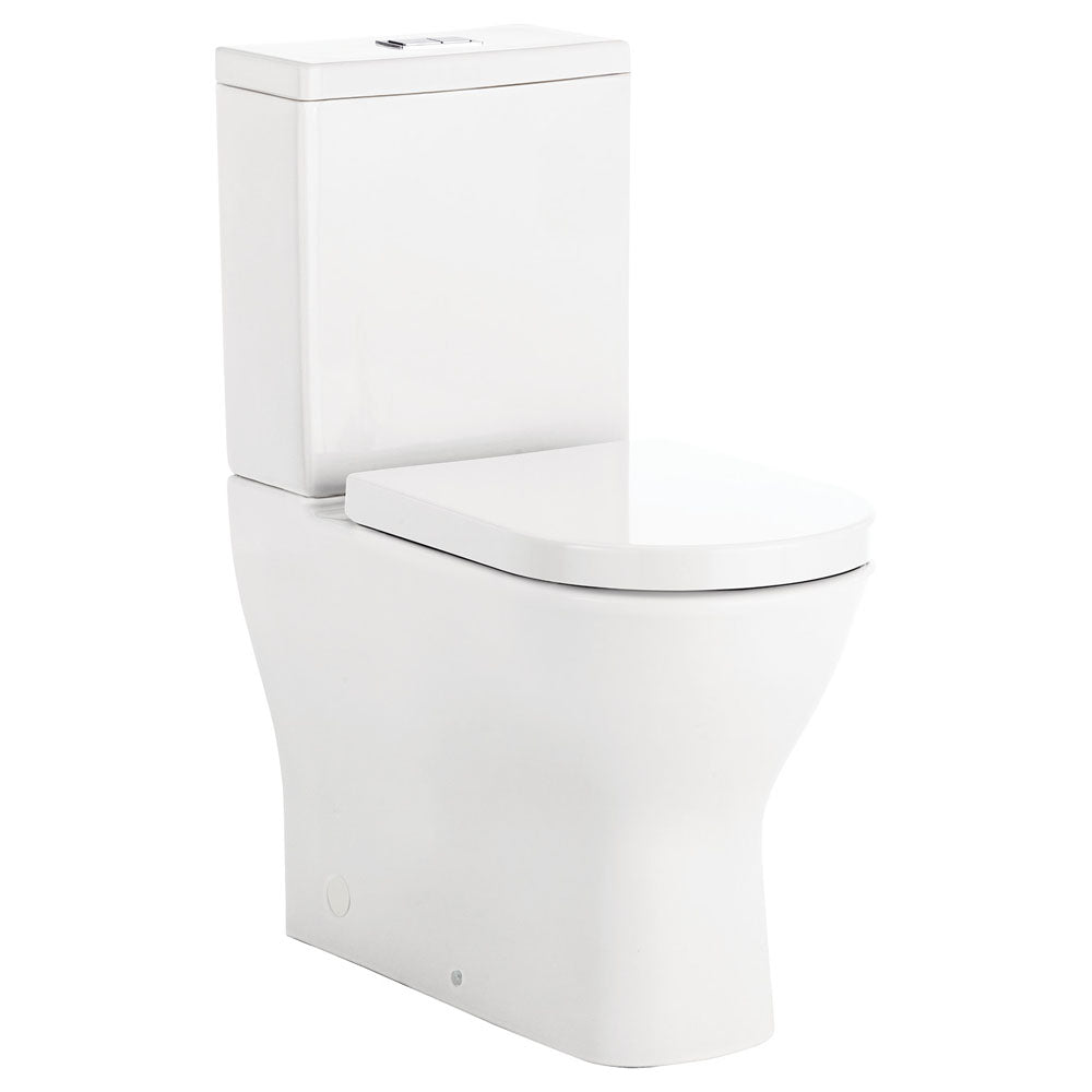 Fienza Delta S-Trap 90-160 Back-to-Wall Toilet Suite Nano Glaze, Gloss White