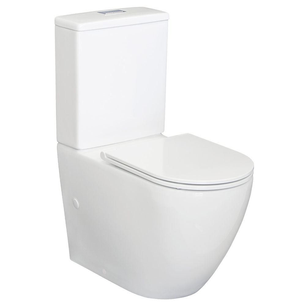 Fienza Alix Back-to-Wall Toilet Suite, Gloss White with Slim Seat
