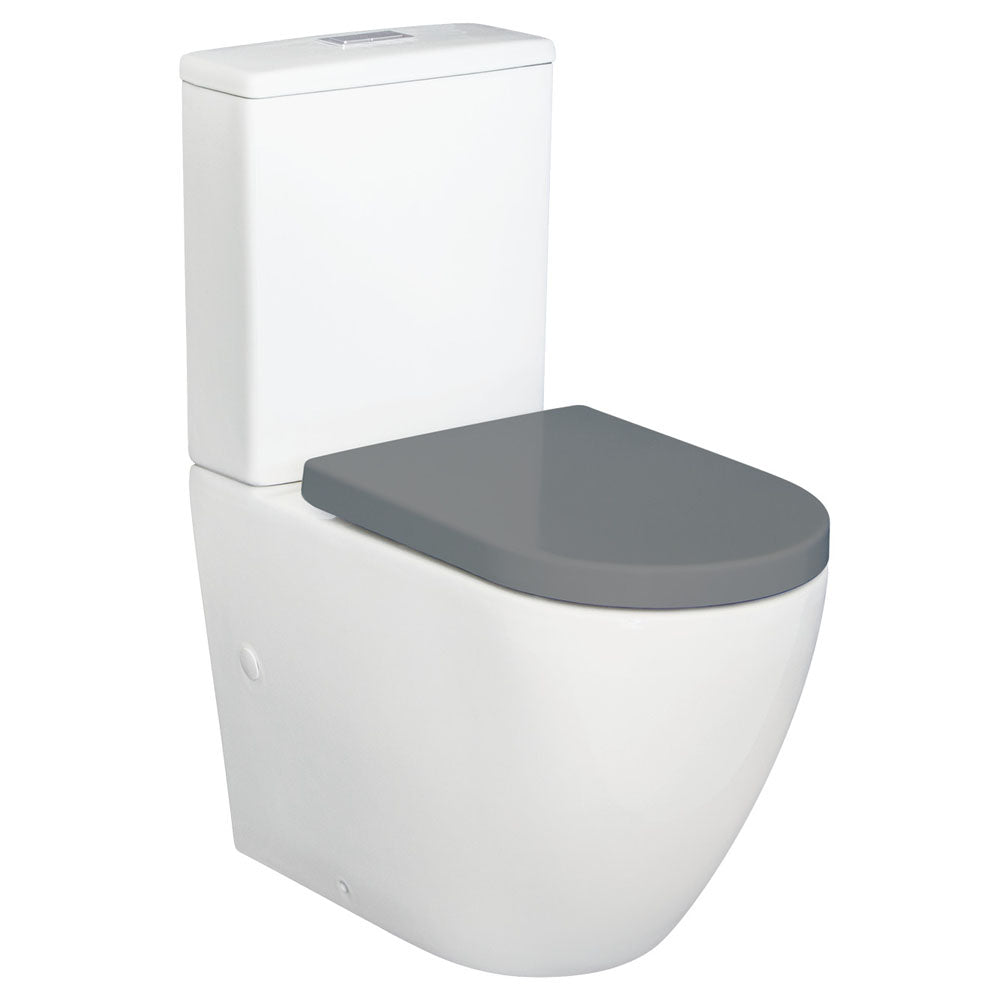Fienza Alix Back-to-Wall Toilet Suite, Gloss White with Grey Seat