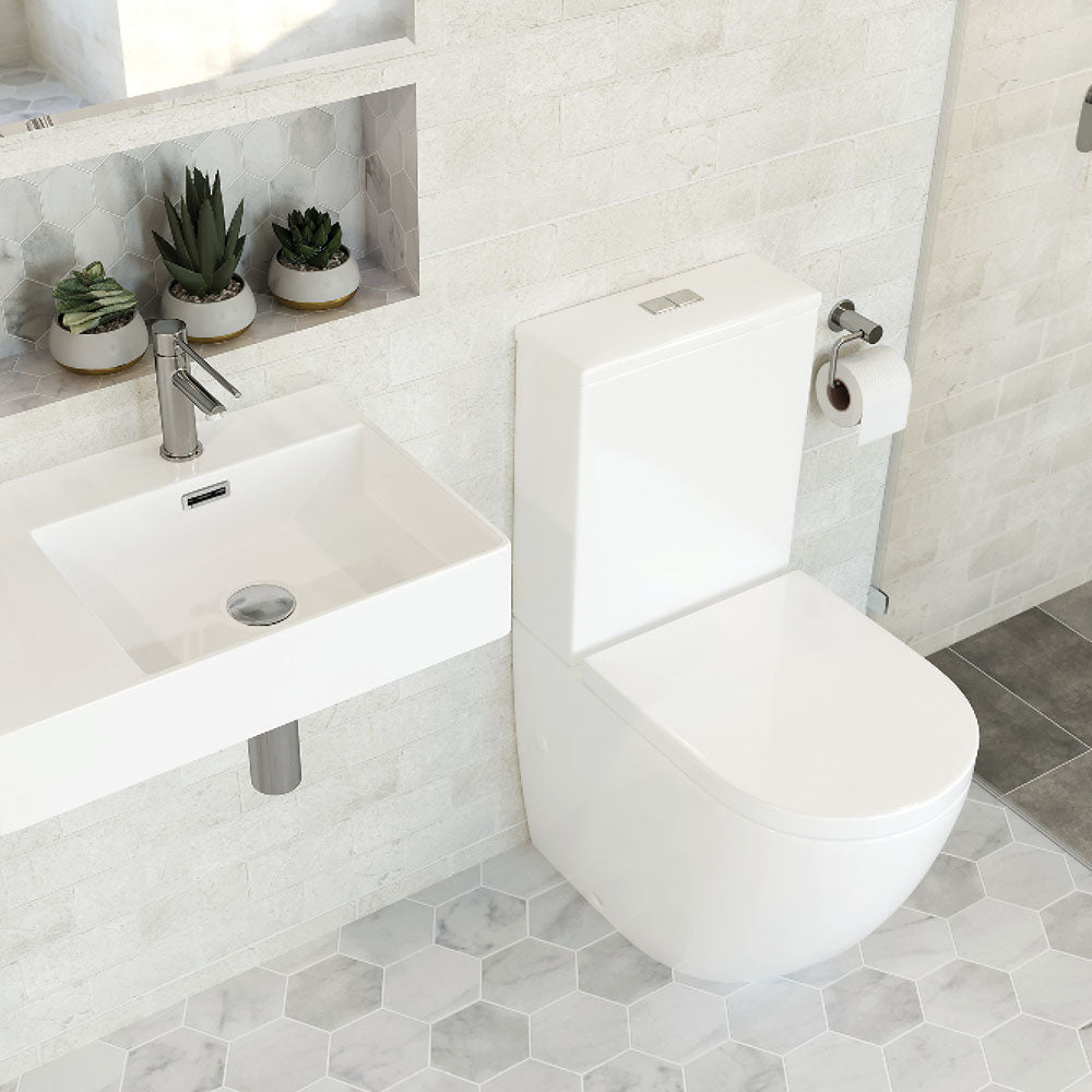 Fienza Alix Back-to-Wall Toilet Suite, Gloss White