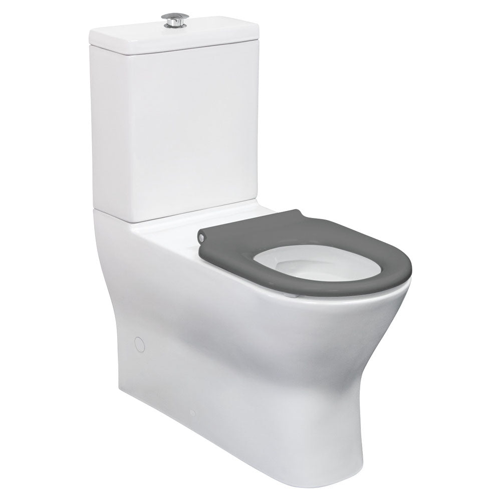Fienza Delta Care Back-to-Wall Suite S-Trap 90-280 Grey Seat Raised Buttons, Chrome