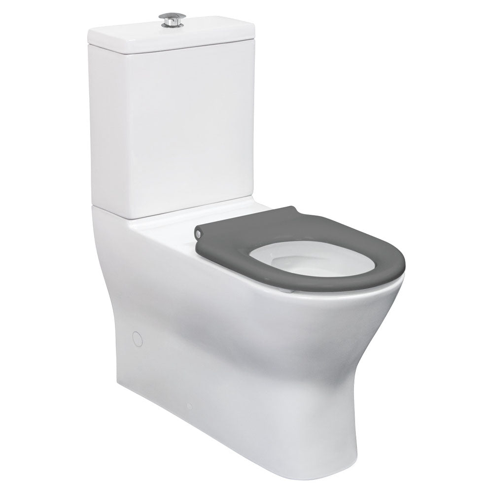 Fienza Delta Care Back-to-Wall Toilet Suite, Gloss White with Grey Seat