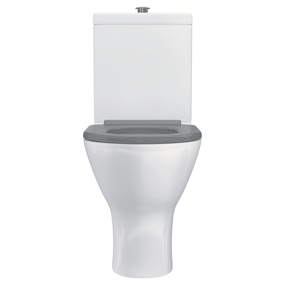 Fienza Delta Care Back-to-Wall Toilet Suite, Gloss White with Grey Seat