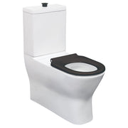 Fienza Delta Care Back-to-Wall Toilet Suite, Gloss White with Black Seat
