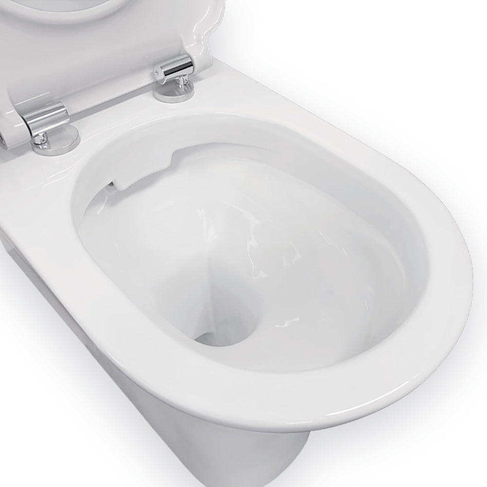 Fienza Delta Care Back-to-Wall Suite S-Trap 90-280 Seat Raised Chrome Buttons, Gloss White