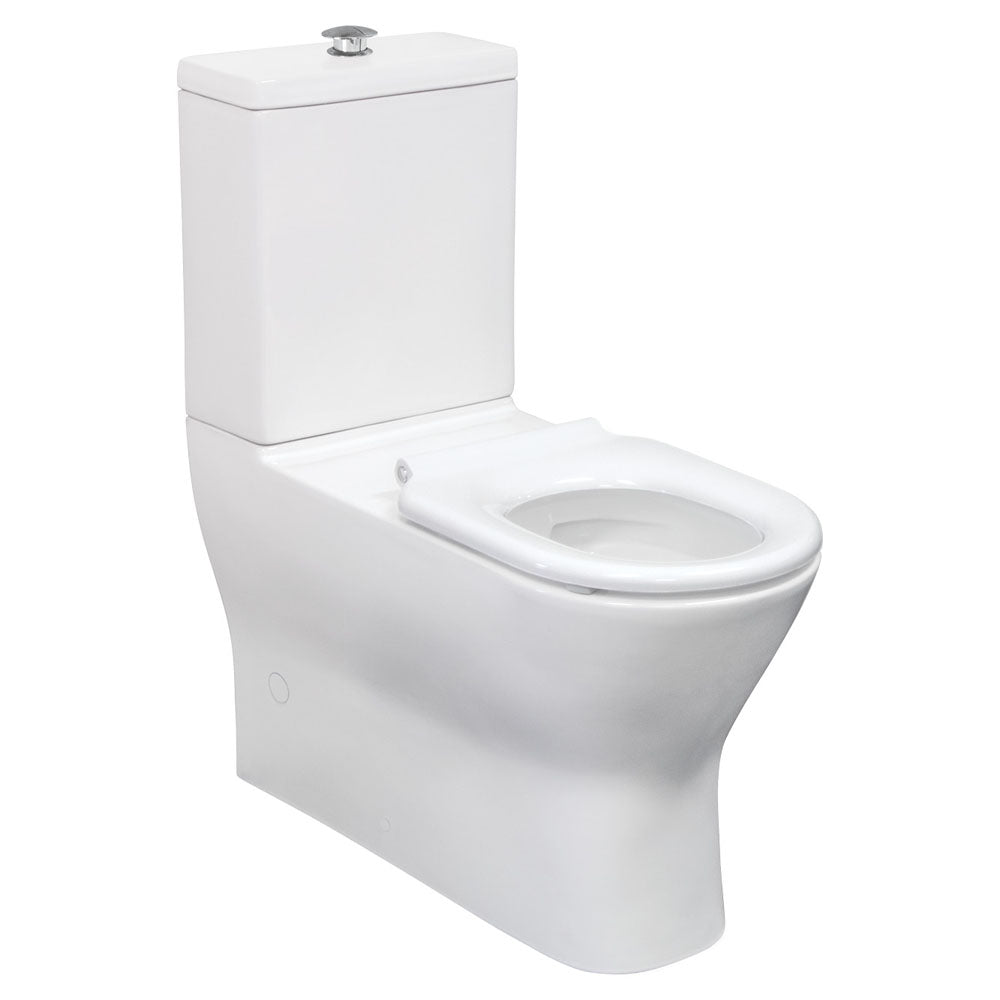 Fienza Delta Care Back-to-Wall Suite S-Trap 90-280 Seat Slim Chrome Buttons, Gloss White