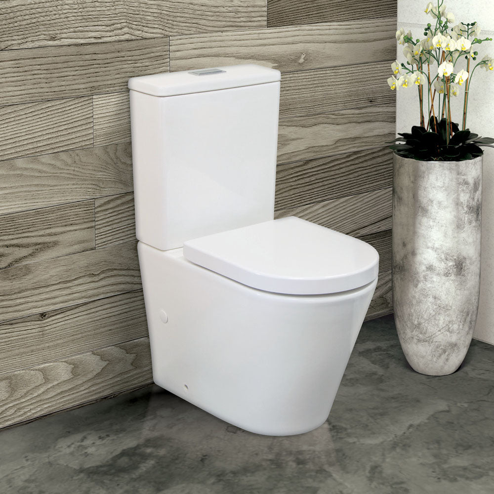 Fienza Isabella Rimless S-Trap 160-220 Toilet Suite Slim Seat and Lid, Gloss White