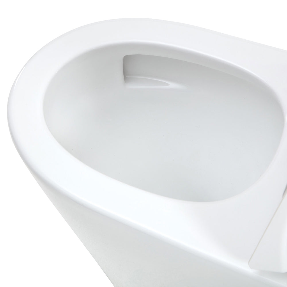 Fienza Isabella Junior Tornado Back-to-Wall Rimless Toilet P-Trap Gloss Black Seat Rated, Gloss White