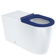 Fienza Isabella Care Wall-Faced Toilet Suite, Gloss White with Blue Seat