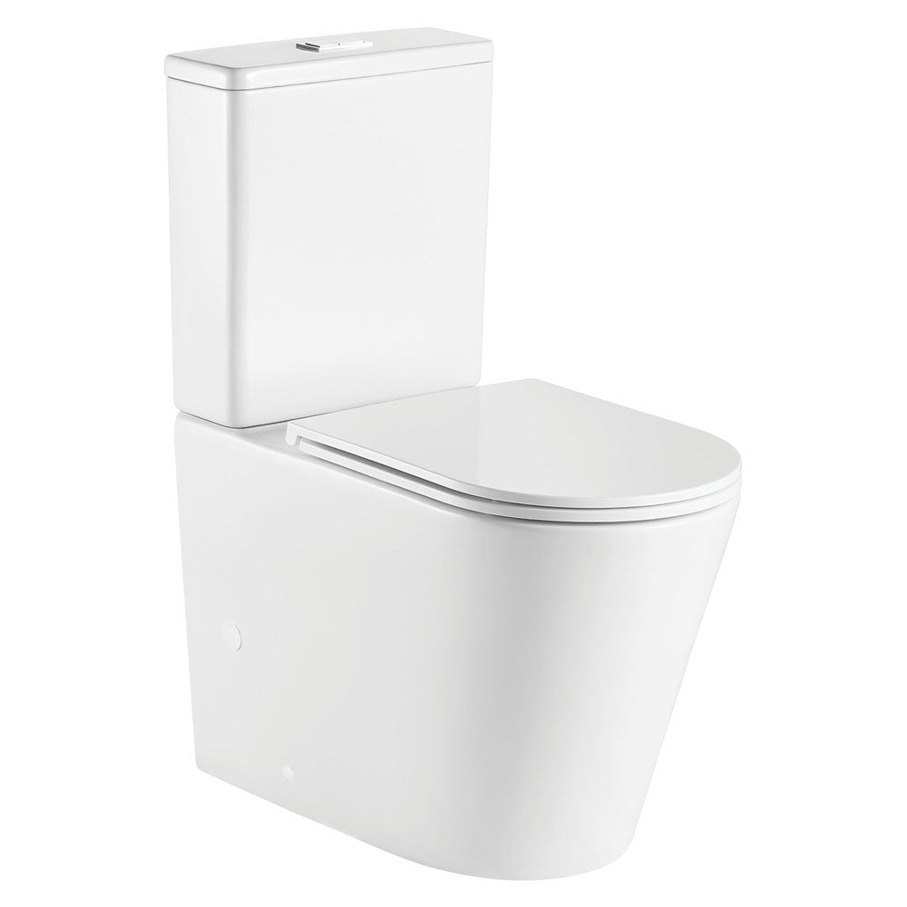 Fienza Kaya Tornado S-Trap 160-230 Back-to-Wall Toilet Suite 4 Star Rated 4.5/3L Thick Seat, Gloss White