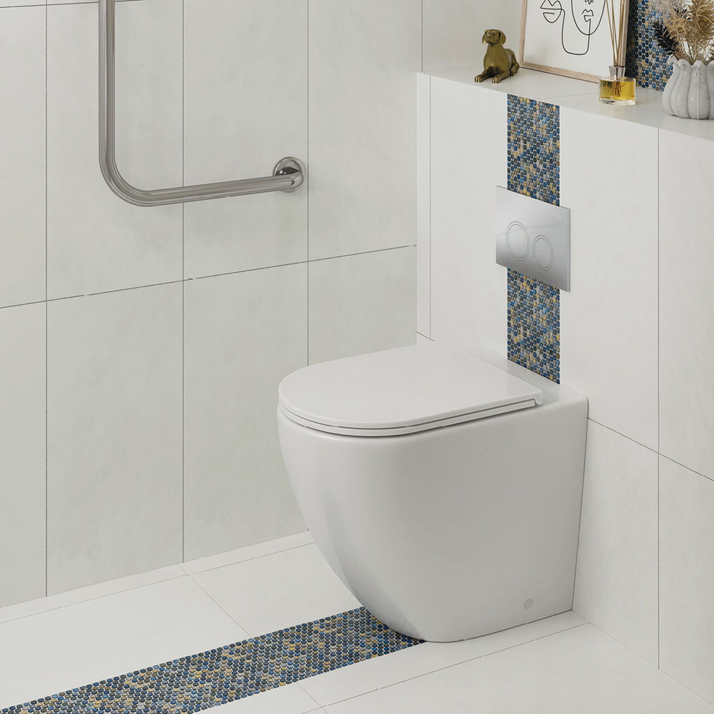 Fienza Alix Ambulant Wall-Faced Toilet Suite, Gloss White with Slim Seat