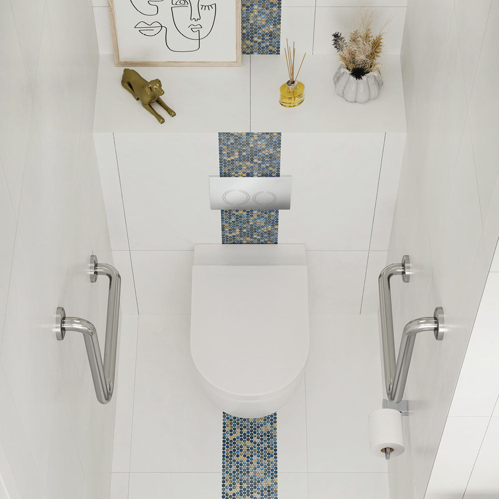 Fienza Alix Wall-Faced P-Trap GEBERIT Sigma In-Wall Cistern No Button Slim Seat (ambulant), Gloss White