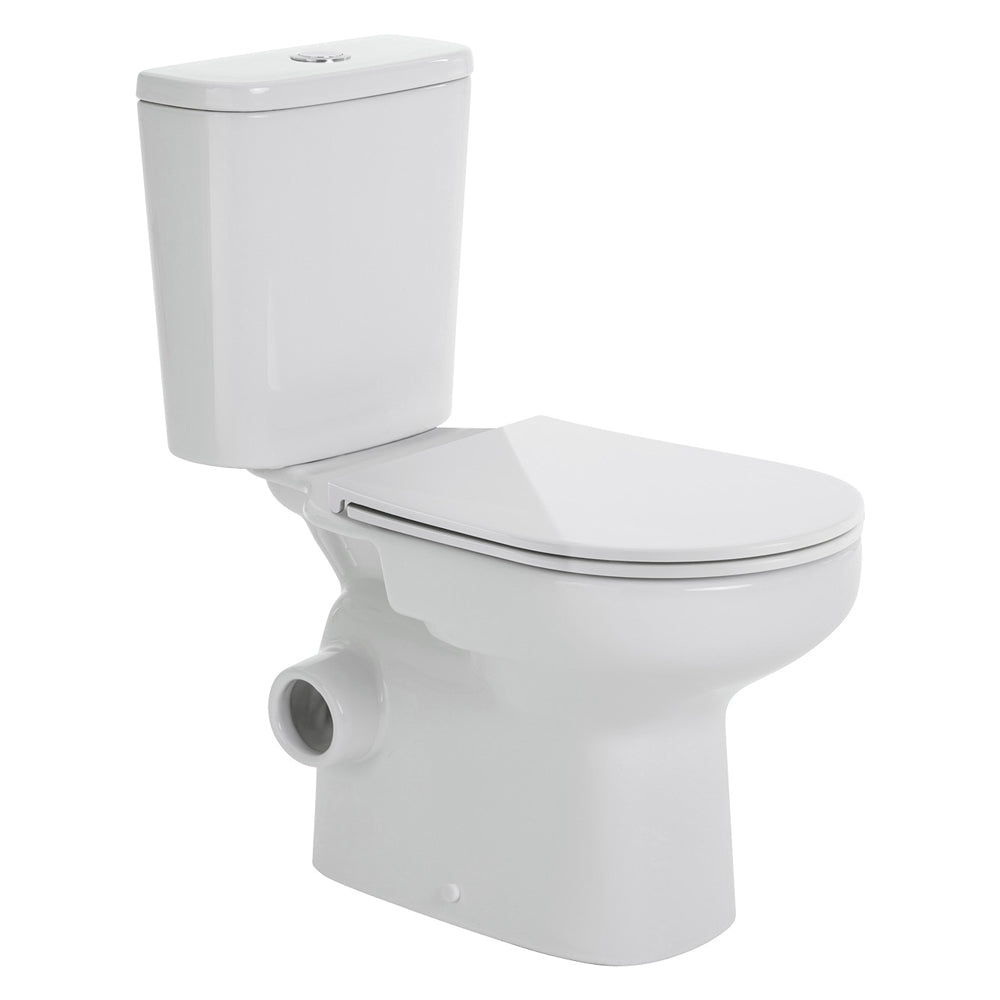 Fienza Petra Close-Coupled Toilet Suite, Skew Trap, Gloss White with Slim Seat