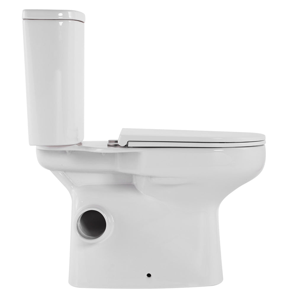 Fienza Petra Close-Coupled Toilet Suite, Skew Trap, Gloss White with Slim Seat