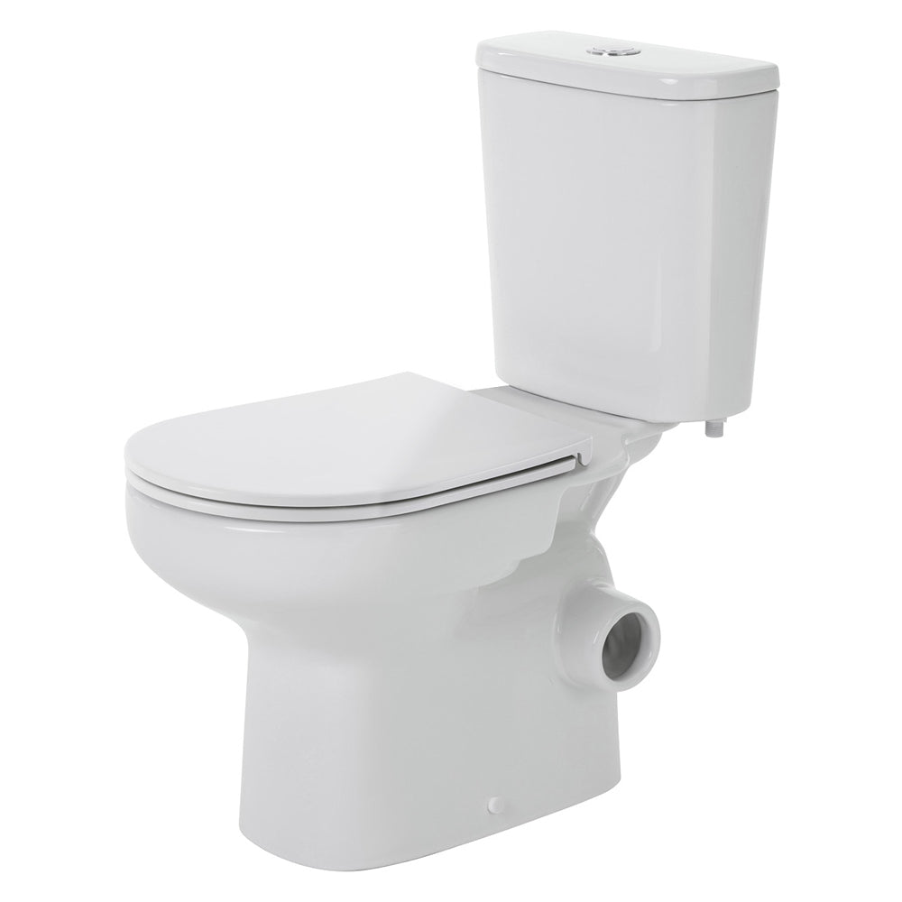 Fienza Petra Close-Coupled Toilet Suite, Skew Trap, Gloss White with Slim Seat