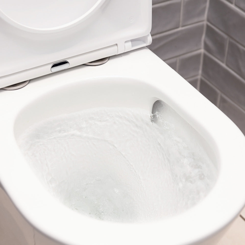 Fienza Tono Tornado S-Trap 90-160 Back-to-Wall Toilet Suite 4 Star 4.5/3L Slim Seat, Gloss White