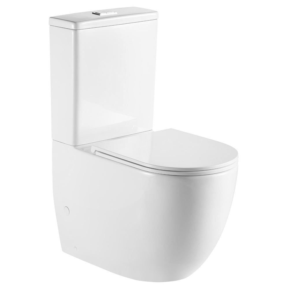 Fienza Joli Tornado Flush Back-to-Wall Toilet Suite, Gloss White with Slim Seat