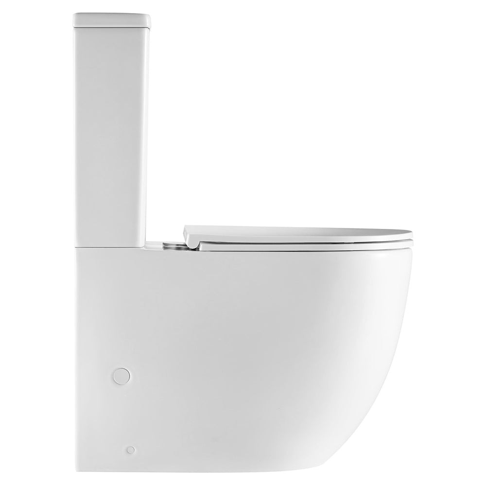 Fienza Joli Tornado Flush Back-to-Wall Toilet Suite, Gloss White with Slim Seat