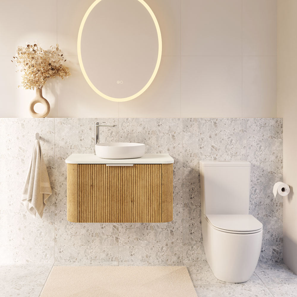 Fienza Joli Tornado Flush Back-to-Wall Toilet Suite, Gloss White with Slim Seat