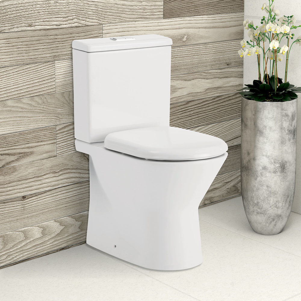 Fienza Escola Back-to-Wall Toilet Suite with Slim Seat P-Trap, Gloss White