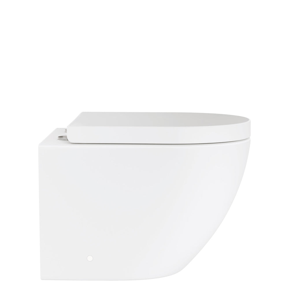 Fienza Koko Tornado Wall-Hung VIEGA V-02 P-Trap Matte Uni Seat No Button, Gloss White